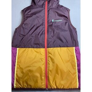Cotopaxi Teca Calido Reversible Hooded Vest Womens XXS Purple Yellow Colorblock